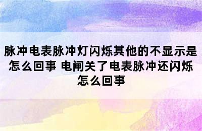 脉冲电表脉冲灯闪烁其他的不显示是怎么回事 电闸关了电表脉冲还闪烁怎么回事